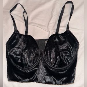 VICTORIAS SECRET BLACK VELVET SPARKLE BRALETTE